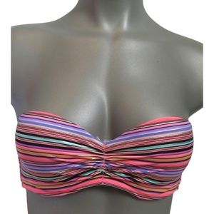 Victoria's Secret Multi Geo Stripe Foil Flirt Bandeau Swim Top 32B